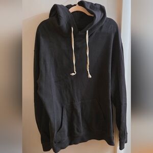 Champion Black Hoodie with White Drawstrings